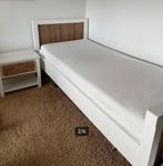 Compleet 1 persoonsbed 90x200 (z.g.a.n.), Ophalen, 90 cm, Eenpersoons, Wit