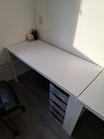 2x Bureau wit - verstelbaar 128x58cm, Huis en Inrichting, Bureaus, Ophalen, In hoogte verstelbaar, Gebruikt, Bureau