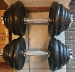 2x 15kg verstelbare zwarte gietijzeren 30mm dumbells, Sport en Fitness, Ophalen, Zo goed als nieuw, Benen, Halterschijven