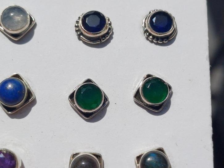 Vanoli - 925 zilveren oorbellen oorknopjes met groene agaat, Sieraden, Tassen en Uiterlijk, Oorbellen, Nieuw, Knopjes of Stekers