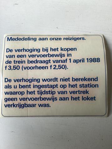 Sticker Mededeling Reizigers (Nederlandse Spoorwegen) beschikbaar voor biedingen