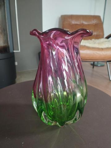 Vintage glazen vaas watermeloen kleuren beschikbaar voor biedingen