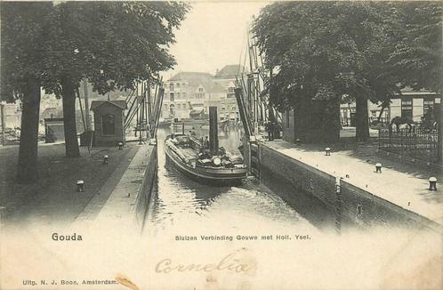 (388-148-019) Gouda Sluizen Verbinding Gouwe met Holl Ysel, Verzamelen, Ansichtkaarten | Nederland, Zuid-Holland, Verzenden