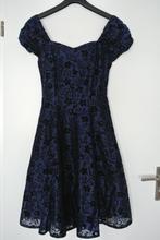 galajurk  blauw met zwarte glitter bloemen maat 38, Maat 38/40 (M), Galajurk, Blauw, Ophalen of Verzenden