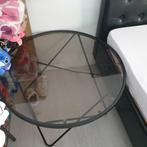 Bijna gratis nieuw  salontafel met zwartframe en  glasplaat, Ophalen, 50 tot 100 cm, Rond, Nieuw