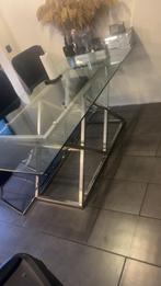 Glazen tafel, Huis en Inrichting, Tafels | Sidetables, Ophalen, Gebruikt, 75 cm of meer, Glas