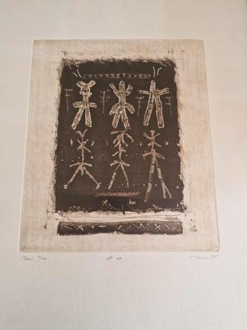 Ets zeefdruk gesigneerd kunstenaar onbekend.  beschikbaar voor biedingen