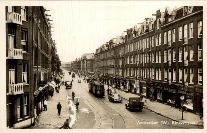 Amsterdam - Kinkerstraat - Tram, Verzamelen, Ansichtkaarten | Nederland, Ongelopen, Noord-Holland, 1940 tot 1960, Ophalen of Verzenden