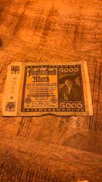 5000 duitse mark bankbiljet 1922, Postzegels en Munten, Bankbiljetten | Europa | Niet-Eurobiljetten, Ophalen of Verzenden, Duitsland