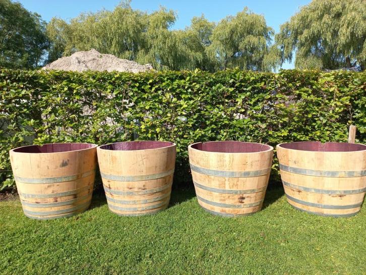 Eikenhouten Plantenbak Sigaarmodel 2 soorten 137,5 / 150 L, Tuin en Terras, Bloembakken en Plantenbakken, Nieuw, Hout, Balkon