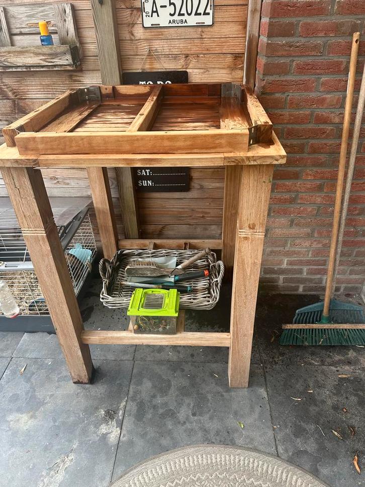 Houten Statafel / Werktafel, Tuin en Terras, Tuintafels, Gebruikt, Vierkant, Hout, Ophalen