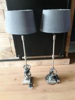 Schemerlampjes met bruine kap 58cm h  en met lichte kap 70 h, Huis en Inrichting, Lampen | Tafellampen, Ophalen, 50 tot 75 cm