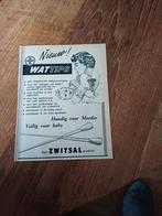 Advertentie van Zwitsal wattips 1958, Verzamelen, Merken en Reclamevoorwerpen, Overige typen, Gebruikt, Ophalen of Verzenden
