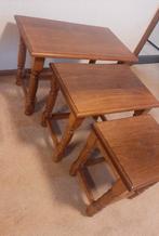 Miniset , bijzettafeltjes eiken., Huis en Inrichting, Tafels | Bijzettafels, Ophalen, Hout, Minder dan 55 cm