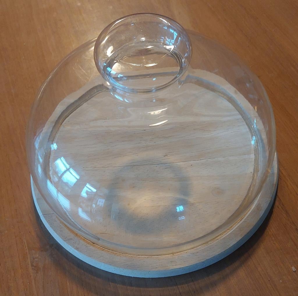 Kaasstolp met houten plank, Ophalen, Zo goed als nieuw