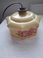 vintage glazen hanglamp 8 hoekig, Huis en Inrichting, Lampen | Hanglampen, Ophalen of Verzenden, Gebruikt, Glas, Minder dan 50 cm