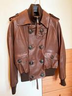 Zeer Mooie Zacht Leren Dsquared2 Jas (Maat 42|IT46) € 599,-, Bruin, Maat 42/44 (L), Ophalen of Verzenden, Zo goed als nieuw