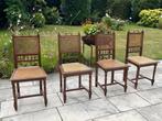 4 Mechelse stoelen met rieten zitting, Huis en Inrichting, Stoelen, Ophalen, Gebruikt, Bruin, Vier