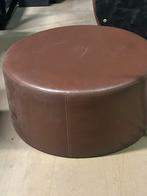 Bruine leren poef, Huis en Inrichting, Banken | Voetenbanken en Poefen, Ophalen, Rond, Leer, 75 tot 100 cm