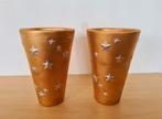 2 goudkleurige terracotta potten met zilveren sterretjes, Ophalen of Verzenden, Zo goed als nieuw