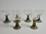 6 Antieke Glazen met Groene Voet, Antiek en Kunst, Ophalen of Verzenden