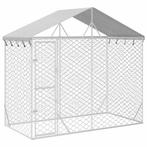 Hondenkennel met dak 3x1,5x2,5 m gegalvaniseerd staal, Dieren en Toebehoren, Verzenden, Nieuw, 110 cm of meer, 100 cm of meer