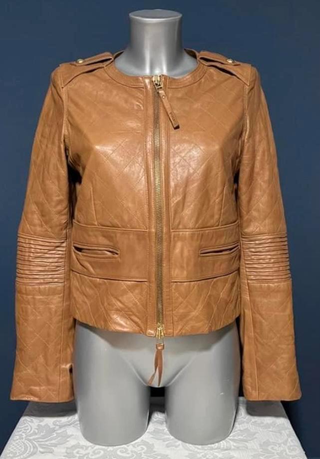 z.g.a.n.! Prachtig kort Leren jack merk PINKO mt 38, Kleding | Dames, Jassen | Zomer, Zo goed als nieuw, Maat 38/40 (M), Bruin