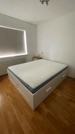 IKEA BRIMNES BED + MATRAS 160x200, Ophalen, Wit, Tweepersoons, Zo goed als nieuw