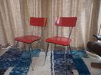 Rode vintage formica keukenstoelen 2x - jaren 50 / 60, Huis en Inrichting, Stoelen, Ophalen, Zo goed als nieuw, Rood, Twee