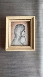 Vintage klein ingelijst tekeningetje, Antiek en Kunst, Ophalen of Verzenden