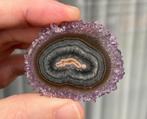 ​​Amethist stalactiet, schijf – Artigas, Uruguay, Verzamelen, Mineralen en Fossielen, Verzenden, Mineraal