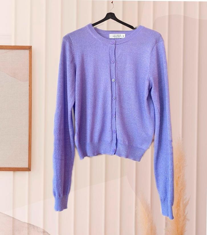Lila vestje glitterstof van Le Pep - S/M, Kleding | Dames, Gelegenheidskleding, Gedragen, Overige typen, Maat 38/40 (M), Paars