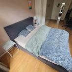 Bed met opslagruimte, 160 cm, Grijs, Gebruikt, Stof