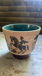 Vintage West Germany bloempot, Rond, Ophalen of Verzenden, Zo goed als nieuw, Aardewerk