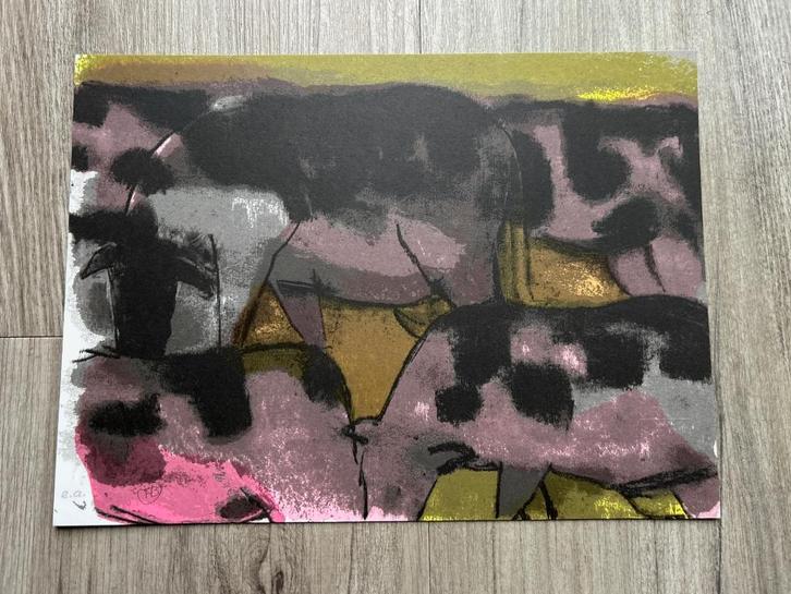 Zeefdruk Theo Bitter - Koeien (Zomeropruiming), Antiek en Kunst, Kunst | Litho's en Zeefdrukken, Verzenden
