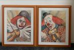 2 grote afbeeldingen van clowns in lijst met glas, Huis en Inrichting, Woonaccessoires | Lijsten, Ophalen of Verzenden, Hout, Minder dan 50 cm