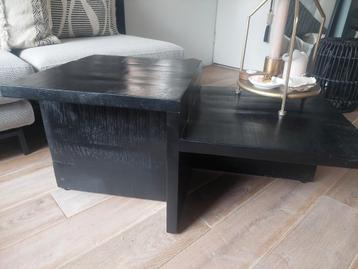 Japandi stijl zwarte houten zware salontafel super mooi! beschikbaar voor biedingen