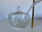 Antieke Glazen bowl met Lepel, Antiek en Kunst, Ophalen of Verzenden