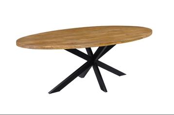 Eettafel Mango Ovaal Metalen Poot Japandi Industrieel beschikbaar voor biedingen