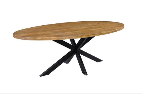 Eettafel Mango Ovaal Metalen Poot Japandi Industrieel, Huis en Inrichting, Tafels | Eettafels, Nieuw, 100 tot 150 cm, 200 cm of meer