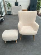 Fauteuil met poef van JYSK zgan Teddystof, Huis en Inrichting, Fauteuils, Ophalen, Zo goed als nieuw, 50 tot 75 cm