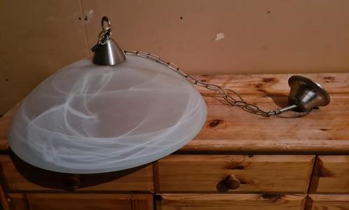 Hanglamp Wit Marmer Look. Puntgaaf!, Huis en Inrichting, Lampen | Hanglampen, Zo goed als nieuw, Minder dan 50 cm, Glas, Metaal