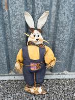 Vintage XL paashaas in tuinbroek decoratie Pasen 75 cm, Diversen, Pasen, Ophalen of Verzenden