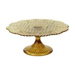 Vintage Art Deco Amber Taartplateau Schaal Persglas 30cm, Antiek en Kunst, Ophalen of Verzenden