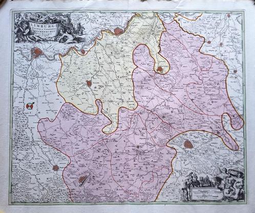 Limburgi Ducatus et Comitatus Valckenburgi Nova Descriptio, Boeken, Atlassen en Landkaarten, Zo goed als nieuw, Landkaart, Nederland