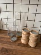 Glaskandelaars stolpen windlicht kandelaars, Ophalen of Verzenden, Zo goed als nieuw, Overige materialen