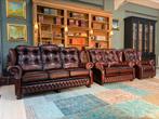 Chesterfield 3+2+1 zit bankstel roodbruin GRATIS BEZORGD, Gebruikt, 125 cm of meer, Leer, Ophalen of Verzenden
