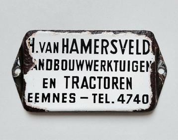 Oud Emaille Bordje Deurpostje Tractoren Hamersveld Eemnes beschikbaar voor biedingen