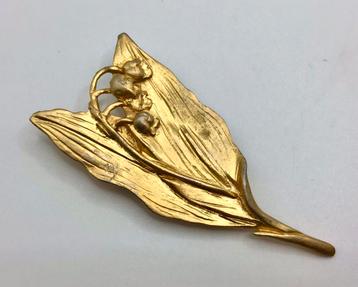 Vintage broche Lelietje van dalen Goud verguld broche Frans beschikbaar voor biedingen