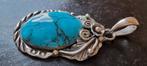 Zilveren vintage hanger turquoise ( navajo style ), Sieraden, Tassen en Uiterlijk, Verzenden, Zo goed als nieuw, Zilver, Zilver